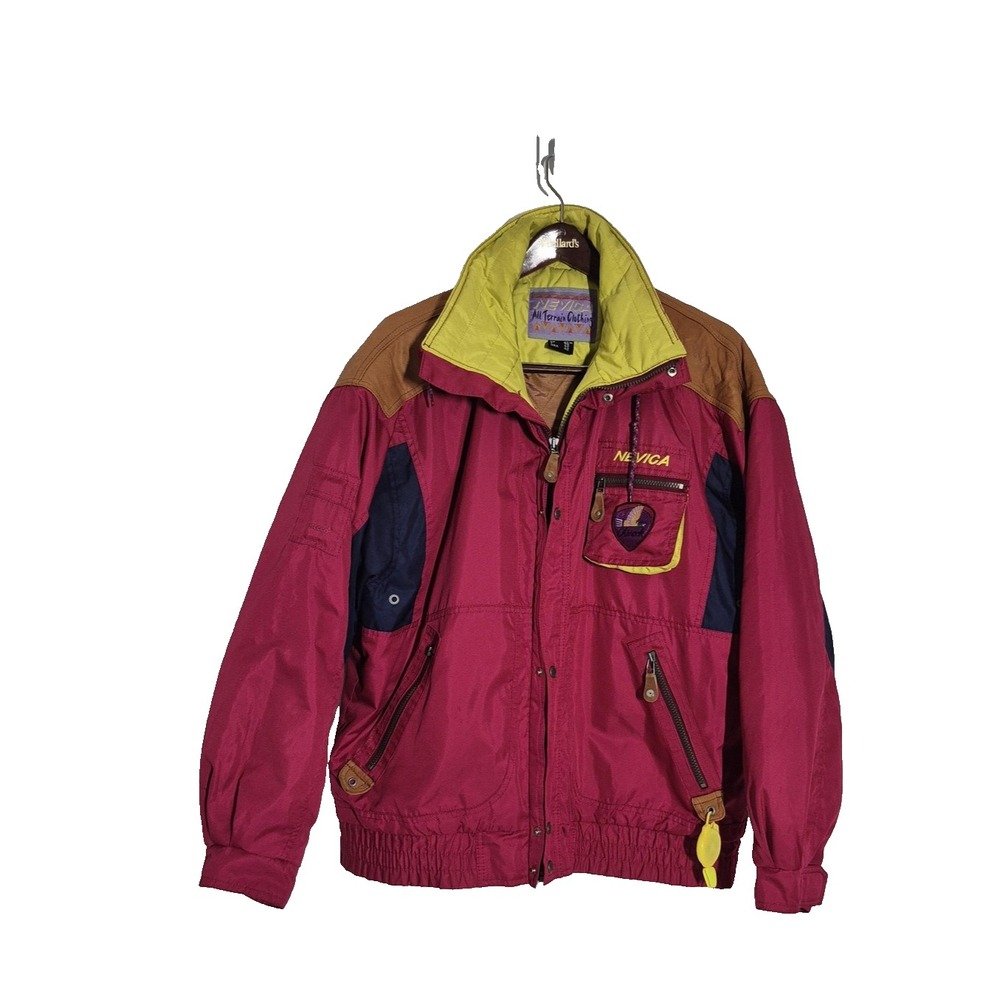Vintage Nevica Chinook All Terrain Hooded Jacket Mens 42 Yellow/Pink Ski Outdoor